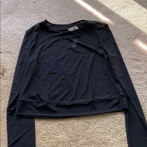 Black long sleeve mesh top